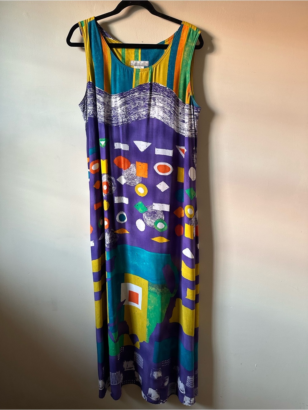Vintage Nino Wong California Rayon Abstract Maxi Dress